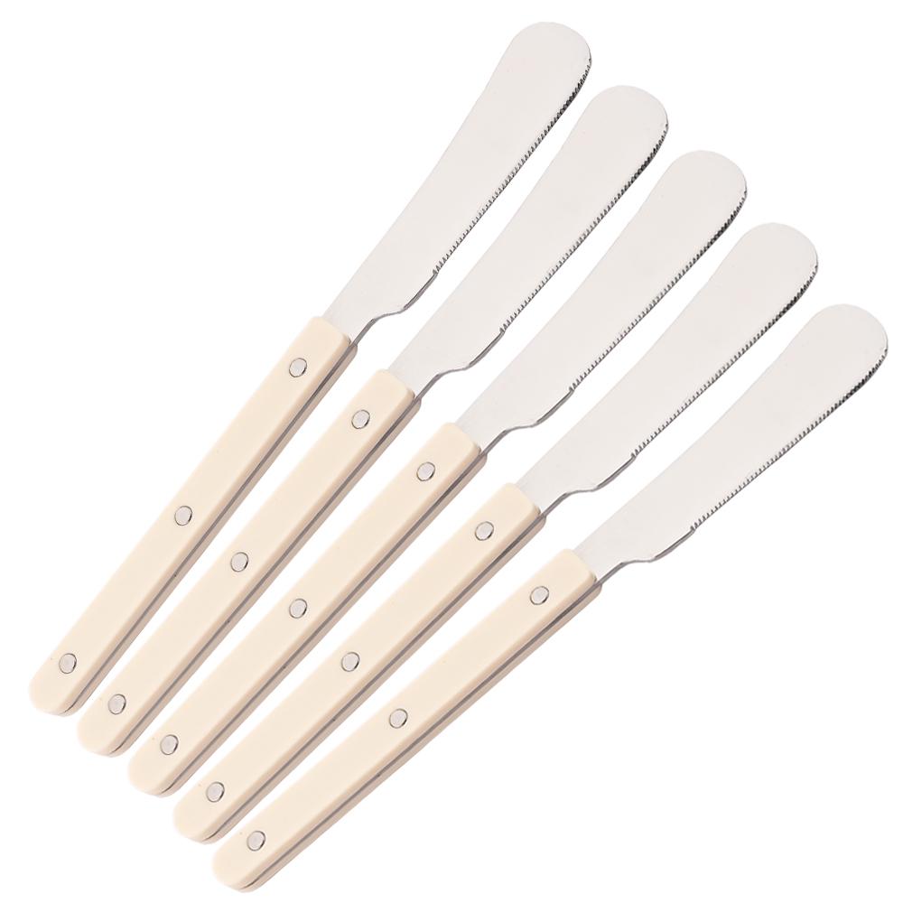 

5Pcs Butter Knife Stainless Steel Butter Knife Cheese Acrylic Handle Cheese Bread Jam Cutter Multifunctional Food Tableware