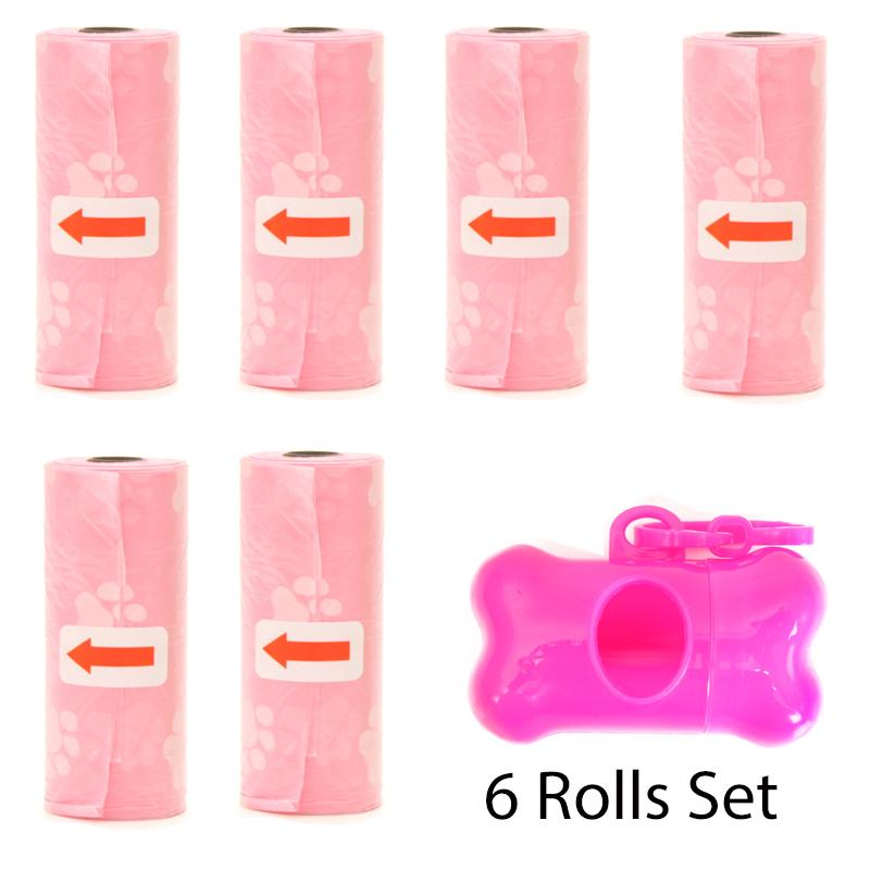 Pet Poop Bags Disposable Dog Waste Bags Bulk Poop Bags with Leash Clip and Bone Bag Dispenser 5 Rolls of 75 Pcs Bags