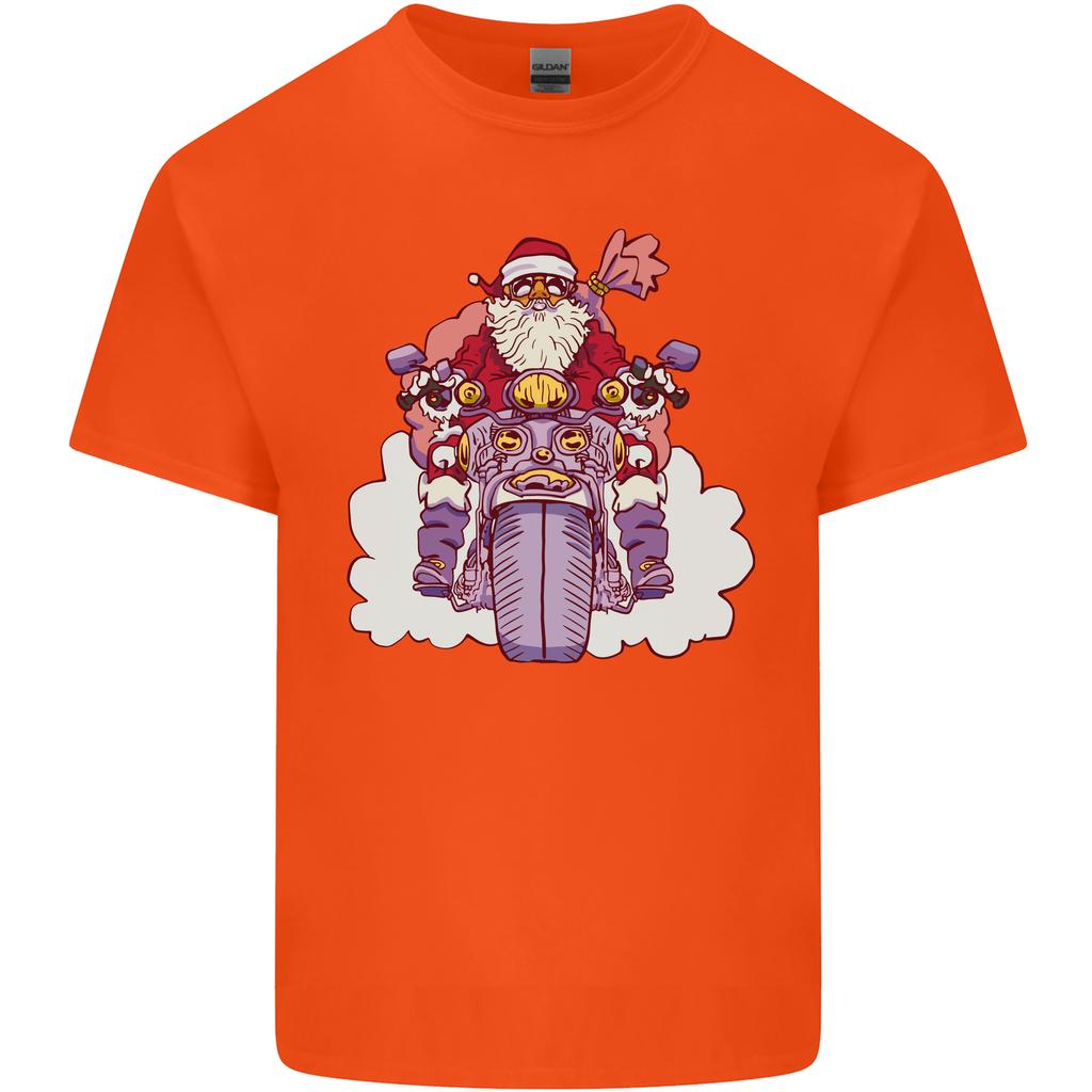 Biker Santa Christmas Motorcycle Motorbike Unisexs Light Cotton TShirt