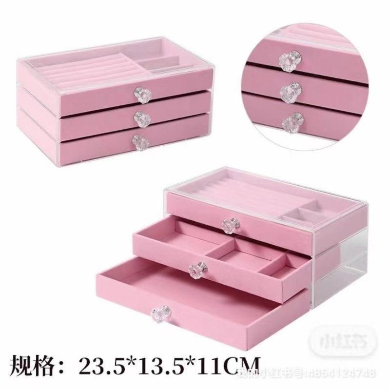 

Acrylic Jewelry Box with Drawers - Single-Layer Moisture-Proof Faux Leather Lining, Large Capacity Organizer for Earrings