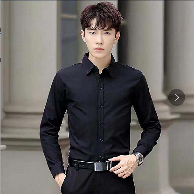Pánská formální černá nežehlivá košile Slim Fit s dlouhým rukávem
