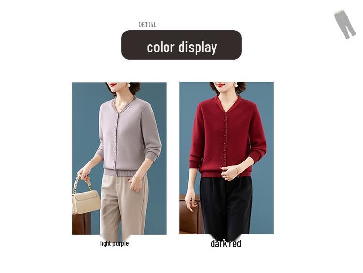 Mom's Velvet-Enhanced Winter Sweater: Warm, Stylish Base Layer for Middle-Aged & Elderly Women