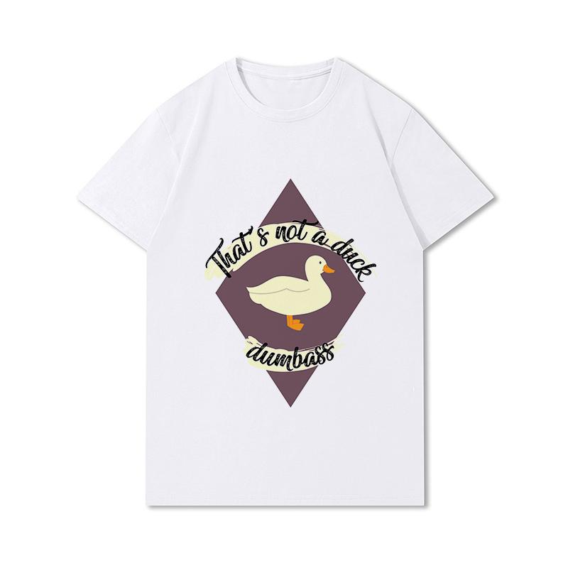 Letní trička větší velikosti pro ženy Whisling Duck Potištěné Neformální tričko s krátkým rukávem Topy 100% bavlna Oversize O Trička s výstřihem