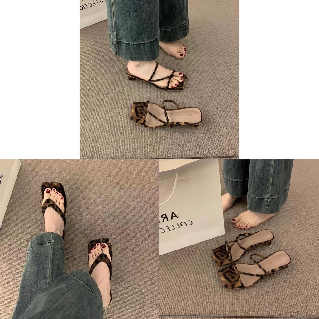 Leopard Print Flip Flops For Women Summer Soft Sole Beach Sandals Slip On Comfortable Casual Footwear