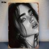 Pc Black White Woman Portrait Tin Sign for Bedroom Bar Garage Wall Decor