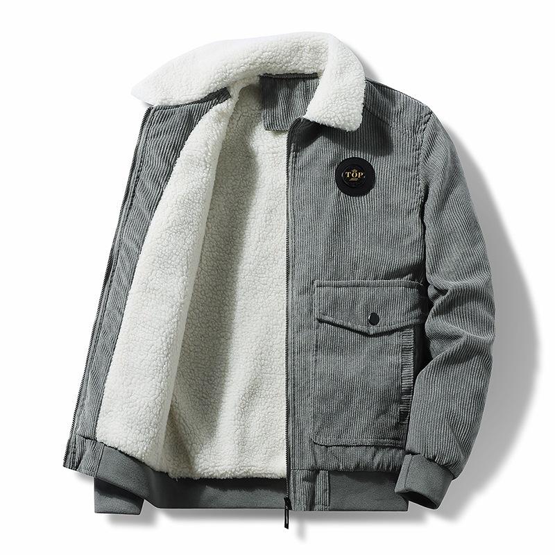 Men's Spring and Autumn Corduroy Jacket Padded Padded Padded Thickened Padded Daddy Winter Men's Jacket