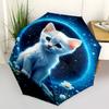 1 pièce Parapluie d'extérieur Nuit de Lune avec Chat - Ouverture/Fermeture Automatique, Design Pliable en 3 Parties Portable avec Structure en Fer à 8 Baleines, Cadeau Parfait pour les Fans et les Voyageurs