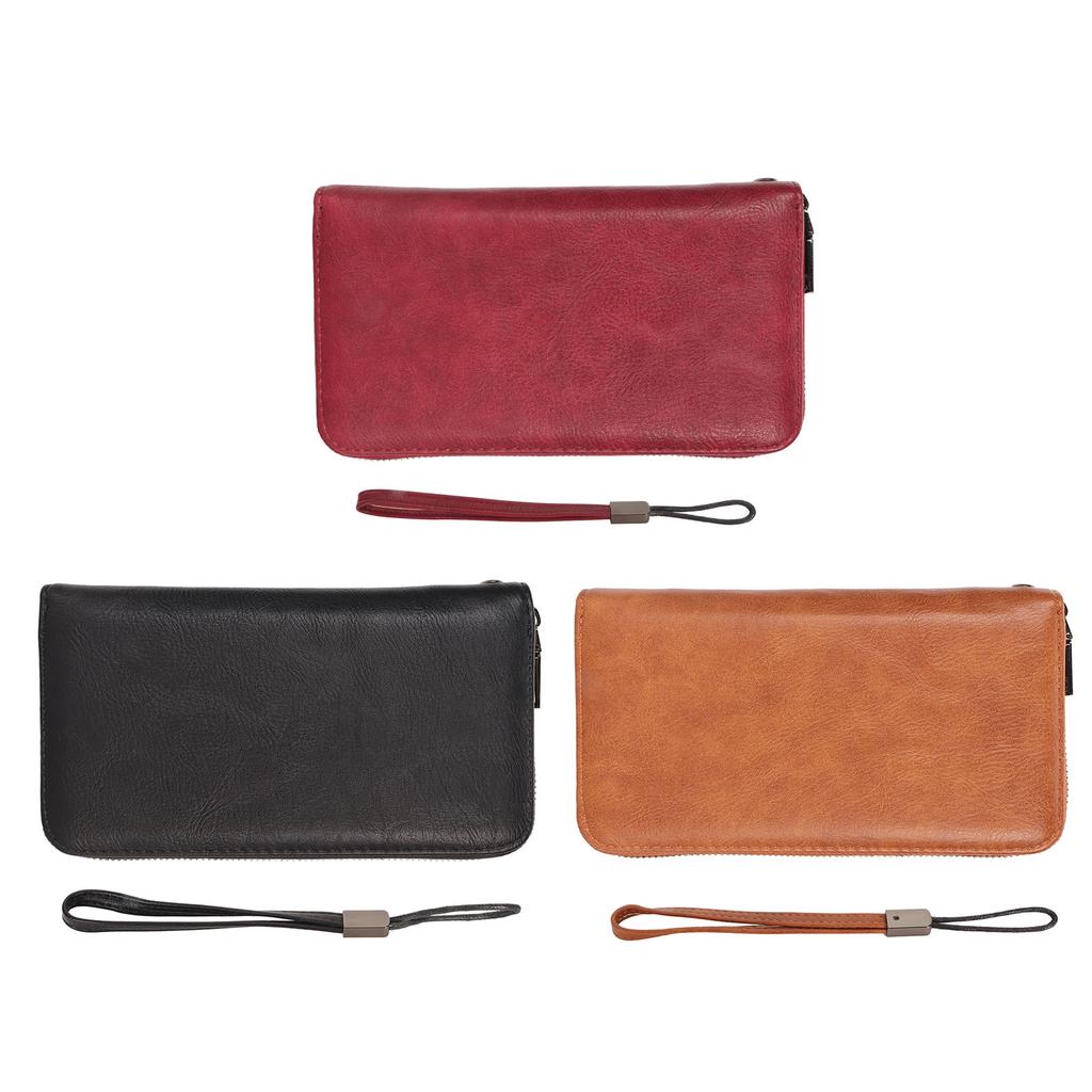 Credit Card Wallet 36 Card Slots Safe PU Leather Long  Case Purse with Hand Strap for ID Card 