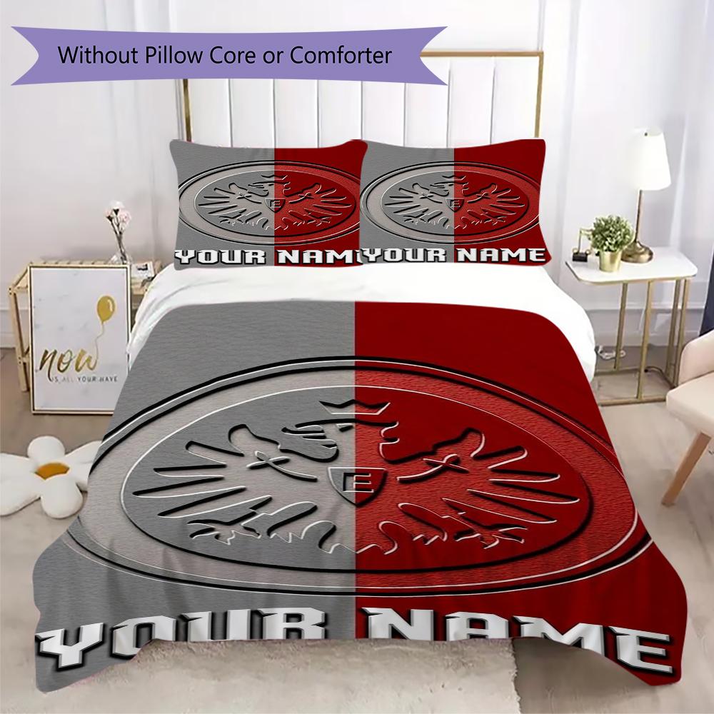 Custom Name Eintracht Frankfurt Pattern Bedding Uilt Set Uilt Cover Pillowcase Home Decoration Birthday Gift (1*duvet Cover+2*pillowcase Without Core)