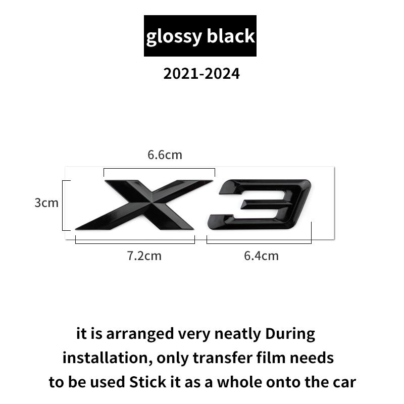 Suitable for BMW X1 X2 X3 X4 X5 X6 X7 F49 U12 F39 G08 G18 F15 F25 F26 G01 G02 G05 G06 G07  and Tail Letters Silver Black