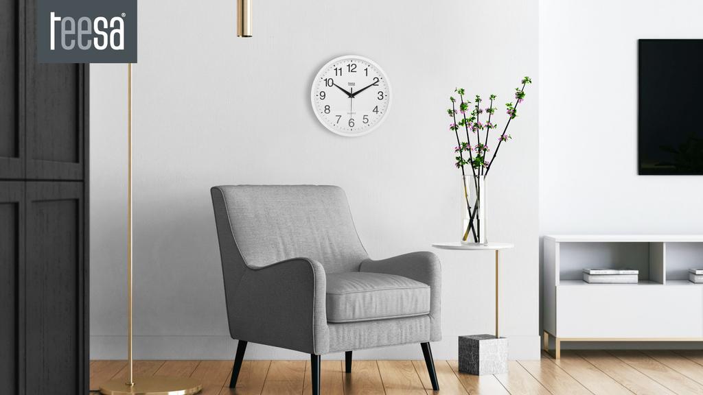 Wall Clock 25 Cm Teesa White Modern Silent
