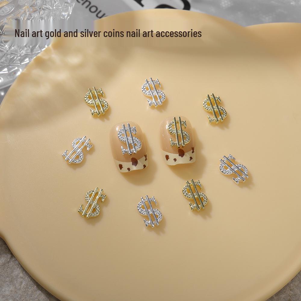 Luxury Metal Dollar Coin Nail Art Accessories - New Year Hot Seller