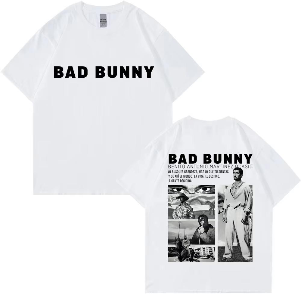 Bad Bunny Album Cover Graphic Hip Hop Tshirts Unisex Unisex Fashion Y2k Shirt Cotton Oversized Aesthetic Casual Oneck Hipster Top
