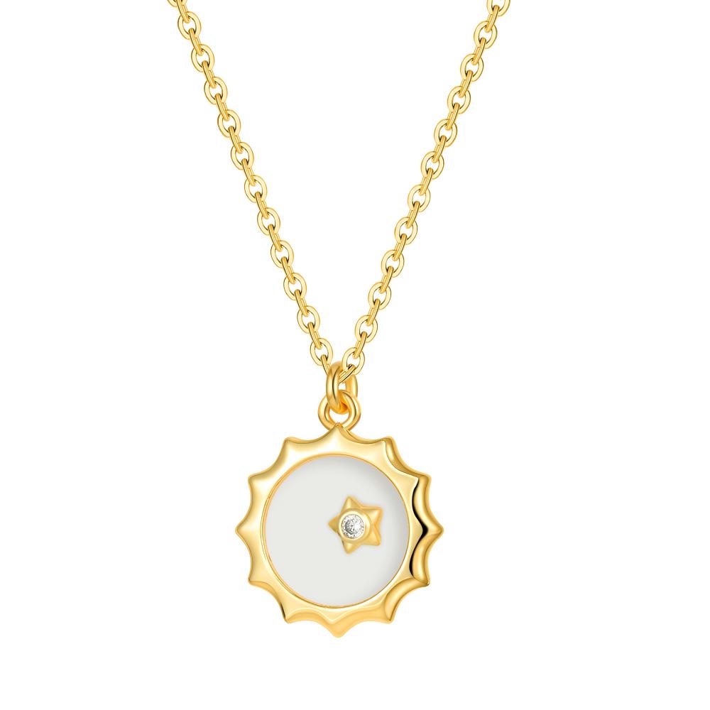 

Stainless Steel Sun Necklace for Women Girl 18K Gold Plated Delicate Shell Zircon Star Pendant Choker Zircon Party Gifts золотий