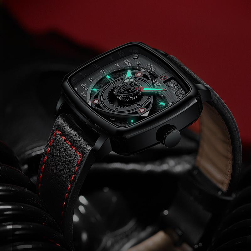 Męski zegarek SVJ Rotor Hub Engine Wysokiej jakości autentyczny kuty zegarek retro z wydrążonym kwadratem