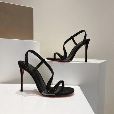 Fashion 2025 New French One-Strap Sandals, Women'S Thin Heels, Socialite Temperament, Rhinestone Sexy And Versatile High Heels