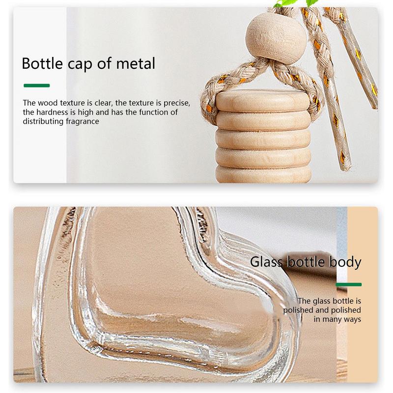 Leere Auto-Diffusorflaschen 6ml Auto-Lufterfrischer Herzförmige Flasche Parfüm Duft Leere Glas Autodekorationen Zubehör