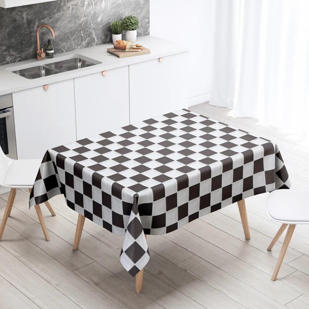 Black and White Tablecloth Anti-Stain Waterproof Dining Table Home Decoration Rectangular Kitchen Fireplace Countertop
