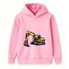 Kids Excavator Print Hoodie Casual Long Sleeve Pullover Sweatshirt for Boys Girls Construction Vehicle Pattern Tops
