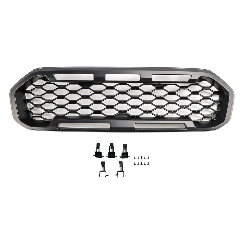 Front Bumper Grill Grille Fit Ford Ranger T8 2019-2023 Black W/LED Light