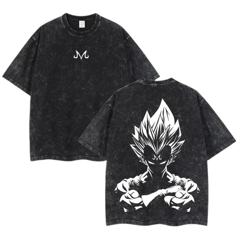 Anime Dragon Ball Cosplay Washed TShirt Cotton Short Sleeve Loose Large Casual Sports Fitness TShirt Mens Harajuku Clothing