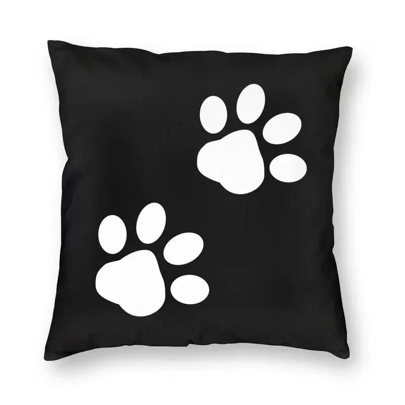 Love Dog Paws And Bones Pattern Throw Pillow Cover With Short Plush Print For Living Room Sofa Decoration Cushion Cover