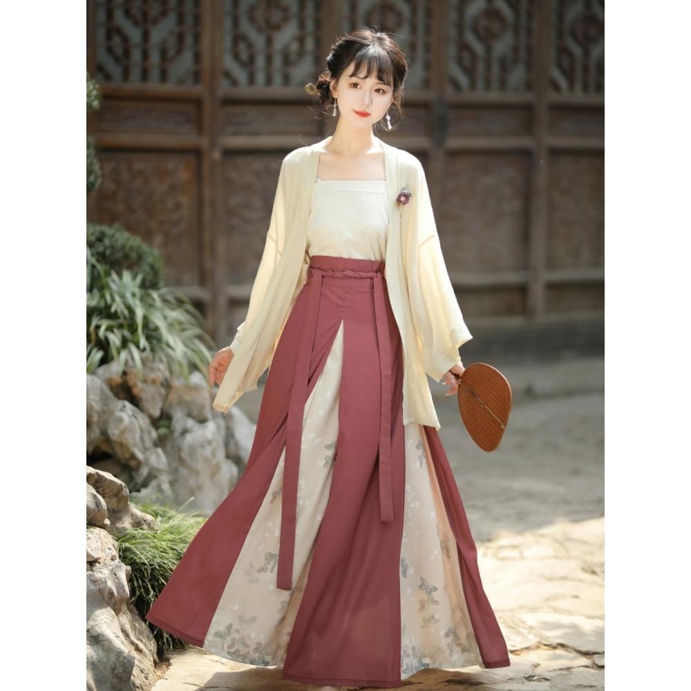 Dámský oblek, halenka a podvazková sukně Hanfu ve stylu čínské dynastie Song pro každodenní dojíždění