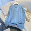 Damen V-Ausschnitt Strickpullover Koreanische Langarm Strickwaren Winter Freizeitliche Pullover
