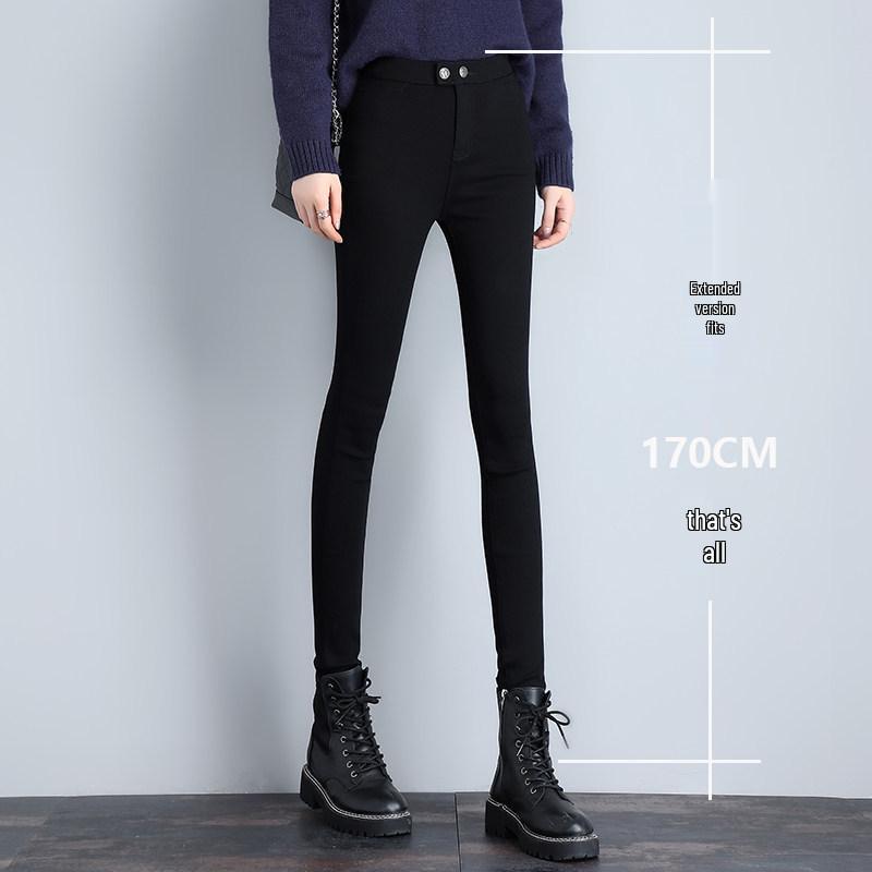 Tall Women's Stretchy Black Pencil Leggings with Plus Velvet for Spring/Autumn/Winter
