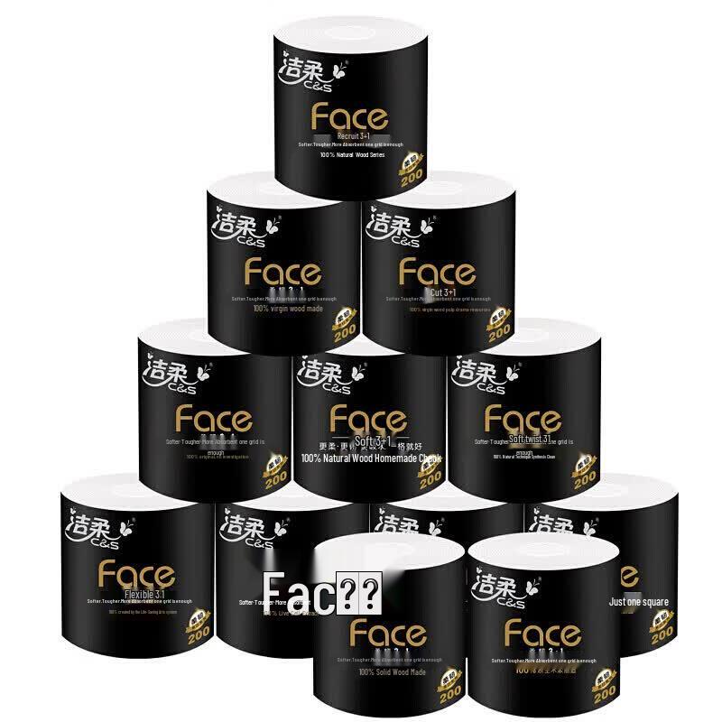 Jie Rou Black Face Thickened 4-Ply Toilet Paper