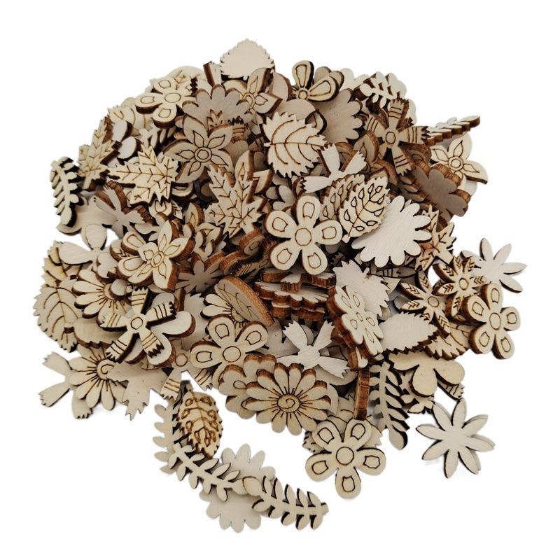Children's DIY Wooden Crafts: Mixed Flower Leaf Painting and Carving Set
