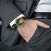 Forsining Men's Fashion Casual Hollow Moon Phase Carved Hollow Automatic Mechanical Watch GMT1177-2-A