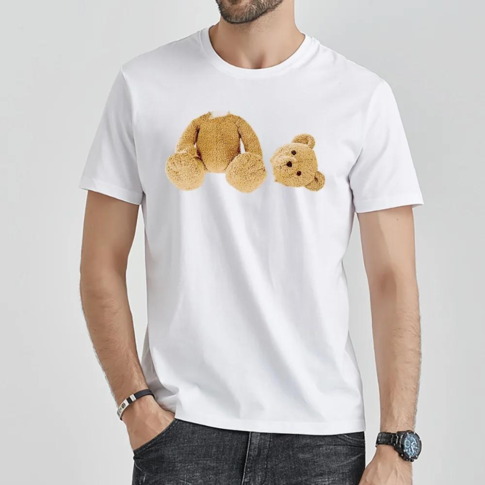 

Fashion T Shirt O Neck White Top Men Summer Casual Loose Streetwear Short Sleeve Tops Harajuku Bear Printed Clothing Pullover XXXXXL белый
