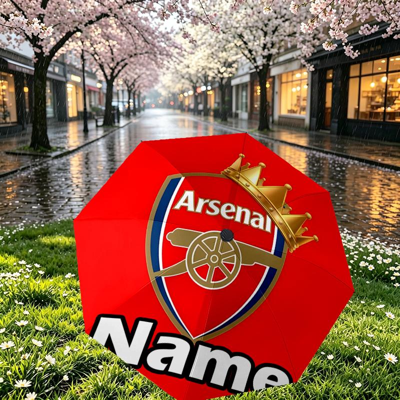Parapluie personnalisé avec nom d'équipe de football F.C, Ouverture/Fermeture Automatique, Structure Robuste à 8 baleines, Utilisation Quotidienne, Camping, Randonnée, Cadeau d'Anniversaire