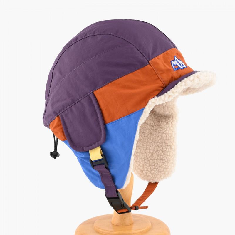 Color-Block Fleece Hat Men Women Winter Warm Ear Protection Beanie With Short Brim