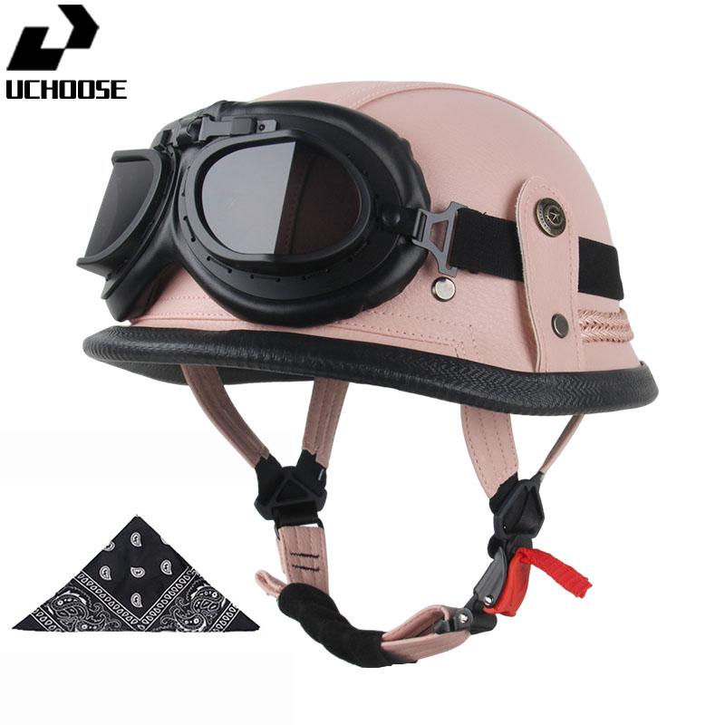 DOT Certified Vintage Open Helmet Motorcycle Open Face Helmet Retro 3/4 Helmet Cruise Casco Casque Moto Men Women