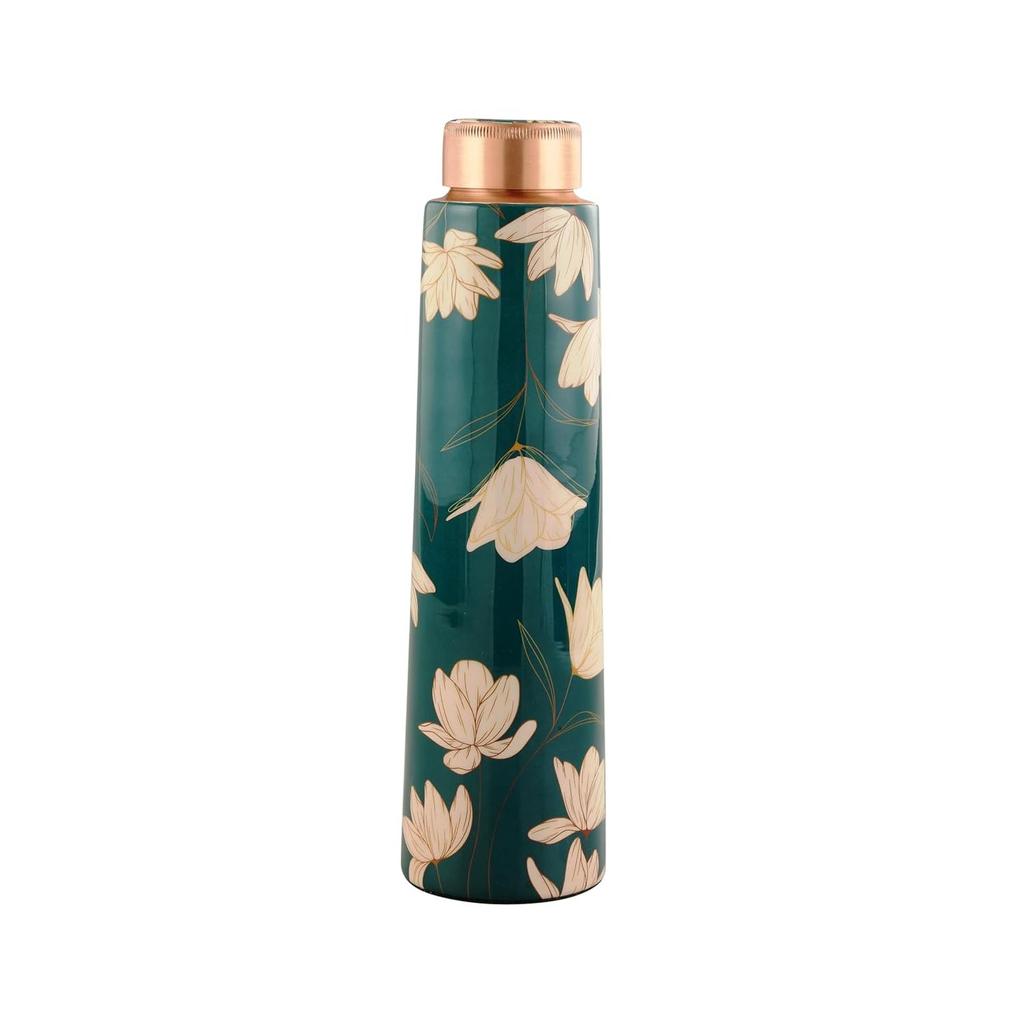 Handmade Copper Water Bottle WiFi Design Printed Exact Handcrafted, 1 Liter, Clear