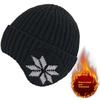 Unisex Warm Fleece Lined Knitted Hat Set for Men Winter Cycling Windproof Cold Proof Large Brim Woolen Overhead Accessory