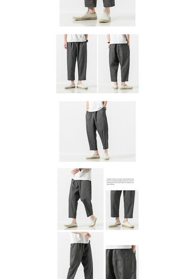 2025 Summer Men's Plus Size Cotton Linen Cropped Trousers - Chinese Style, Japanese Loose Fit, Casual Straight Pants