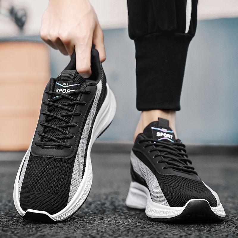 Fashion Running Men's Casual Sneakers Mesh Upper Black Without Leather On Clearance Gym Spring and Autumn Breathable Male Sports Shoes