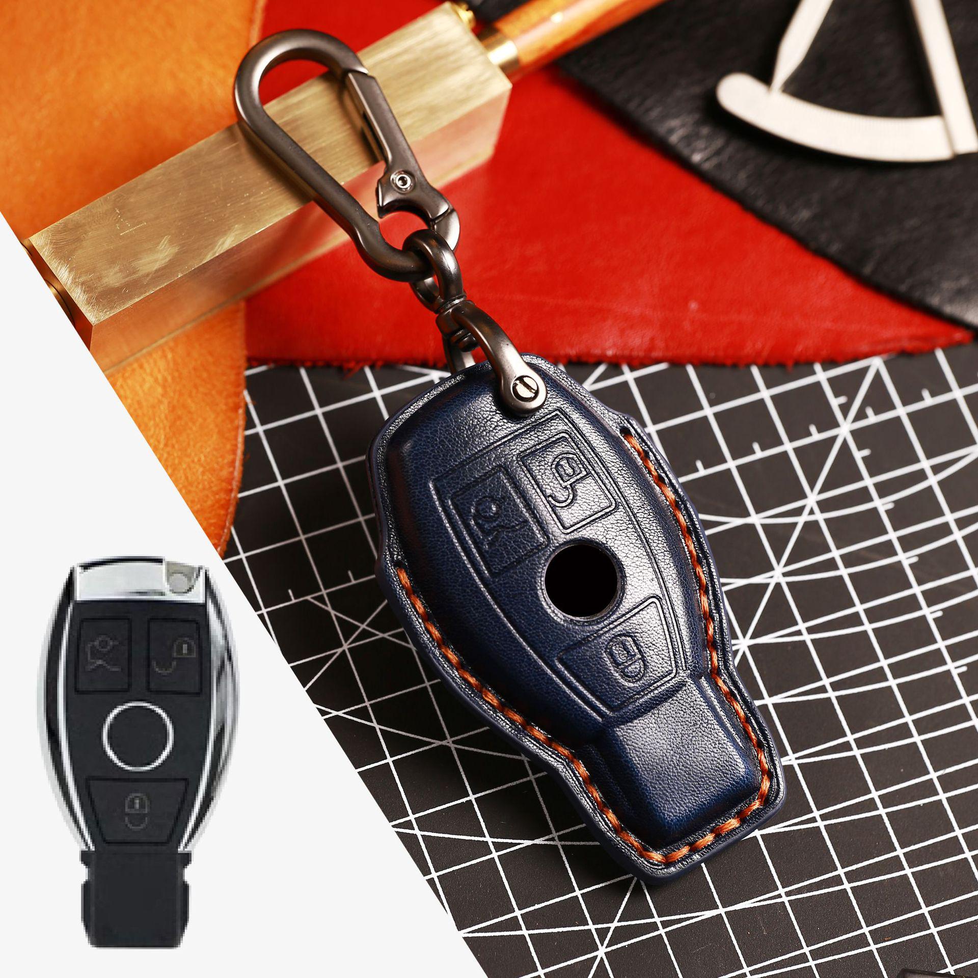 

Кожаный чехол для ключа для Mercedes-Benz E-Class, C-Class, E300L, C260, S-Class синий