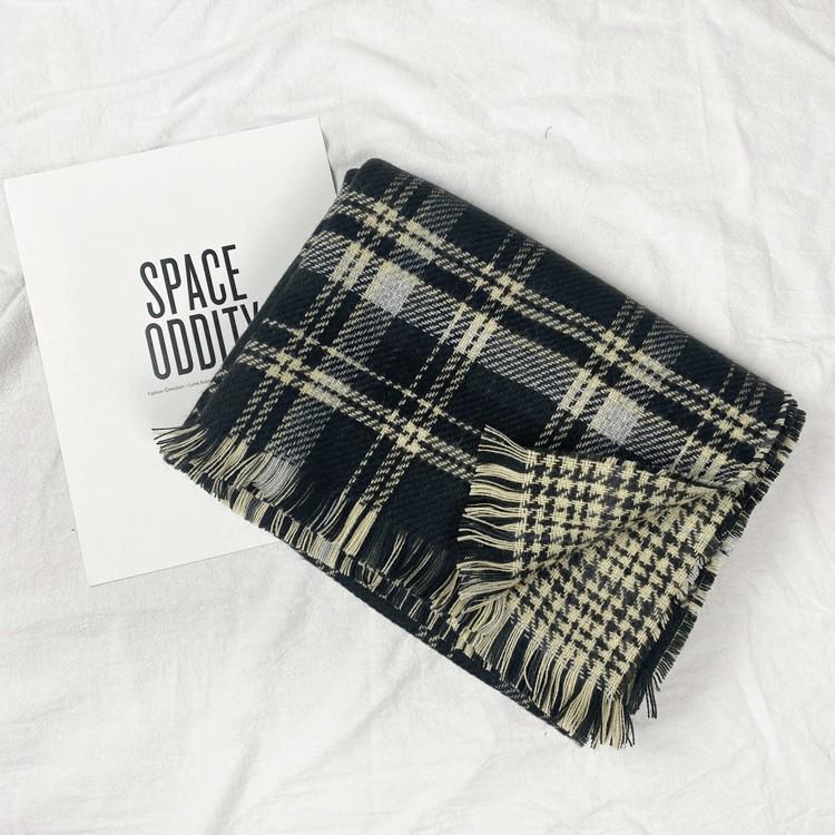 Korean Retro Double-Sided Plaid Scarf - Women's Classic Autumn/Winter Warm Accessory