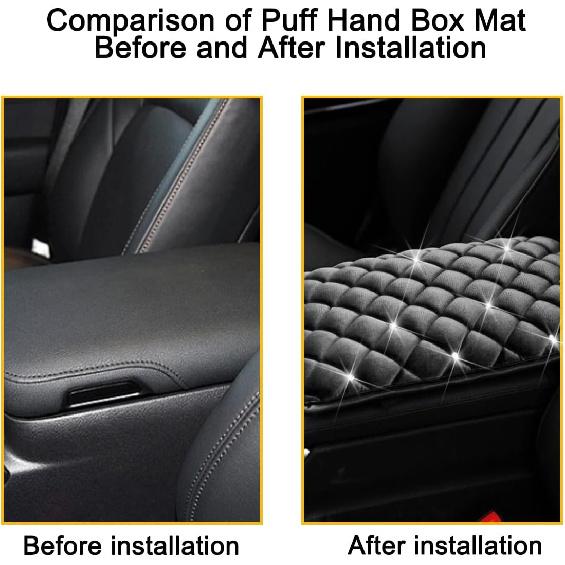 Mandark Bling Car Center Console Cover, Crystal Rhinestone Fluffy Automotive Armrest Seat Box Cushion Pad, Soft Comfortable Diamond Arm Rest