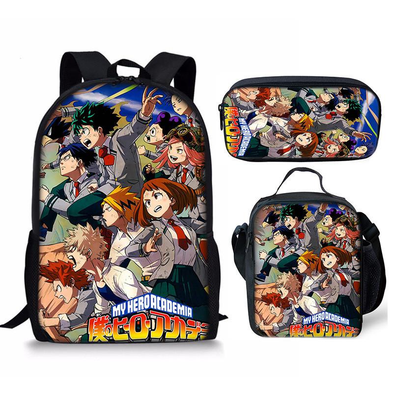 My Hero Academia Schülerrucksack mit Polyesterfutter und Anime-Cartoon-Design für Teenager