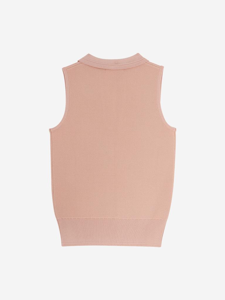 LORDLOAR Signature Collared Sleeveless Knit Salmon