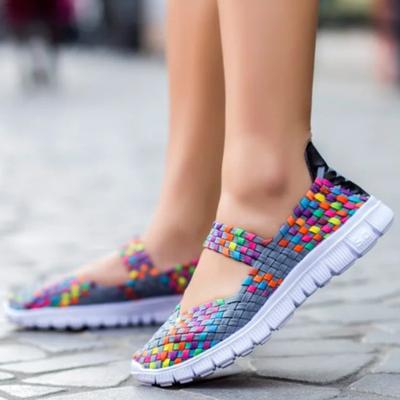 Fashionable Casual Shoes for Women Hollow Out Breathable Sneakers Women Work Shoes Comfortable for Work Colorful Woven Anti Slip