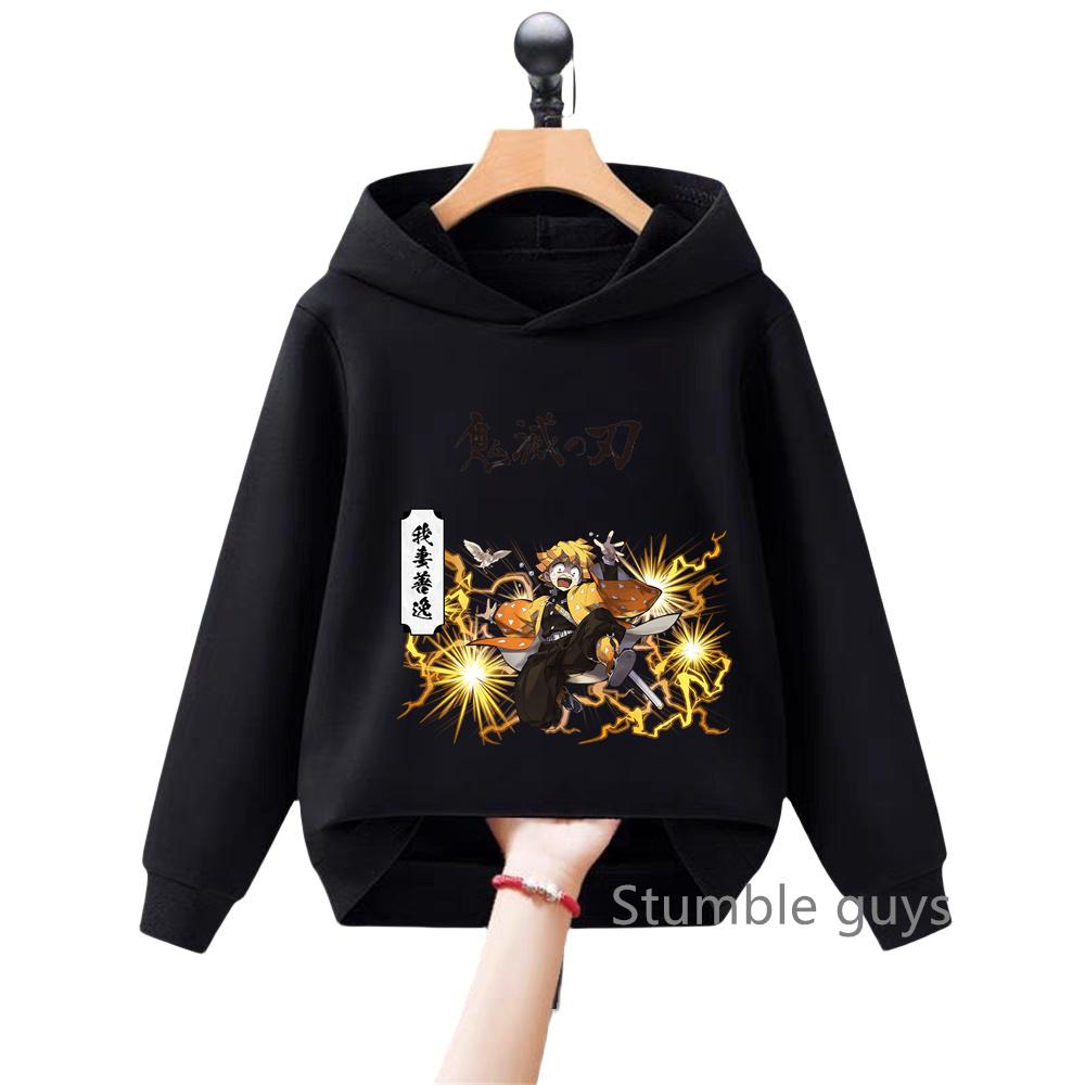 Cute Anime Demon Slayer Kids Hoodie Sweatshirt for Boys Girls Cartoon Long Sleeve Casual Daily Wear