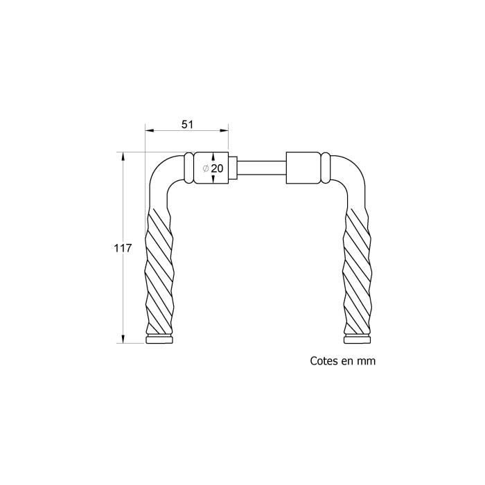 Béquille double torsadé aluminium peinture epoxy noir 210722