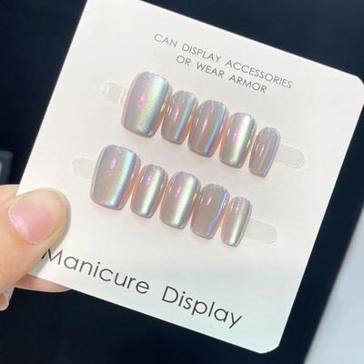 Czysty Ręcznie Robiony Fototerapia Zdobienie Paznokci Galwanizacja Kocie Oko 2.0 Węzeł Noszony Paznokieć Gotowy Produkt Wielokrotnego Użycia Plaster na Paznokcie Wystawa