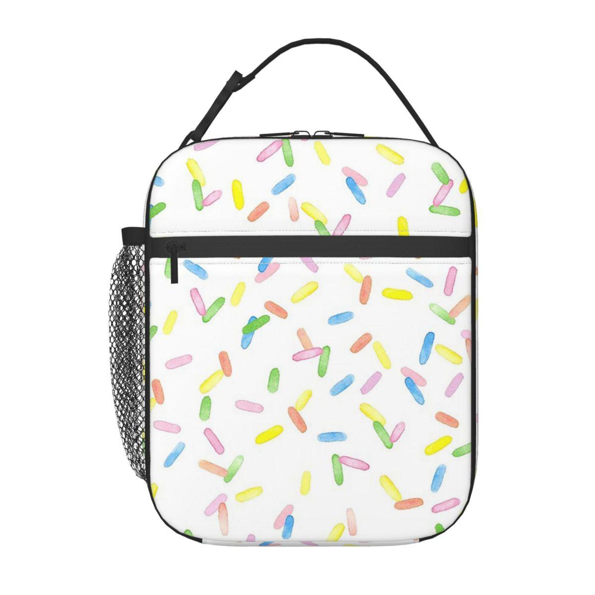 

Cute Sprinkles Pink With Pastel Color Pattern Insulated Lunch Bag for Women Kids Portable Food Boxes Thermal Lunch Box Tote One Size